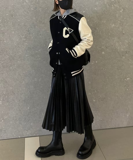 fake leather pleats skirt