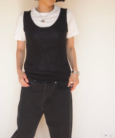 relax series linen blend cardigan & sleeveless knit