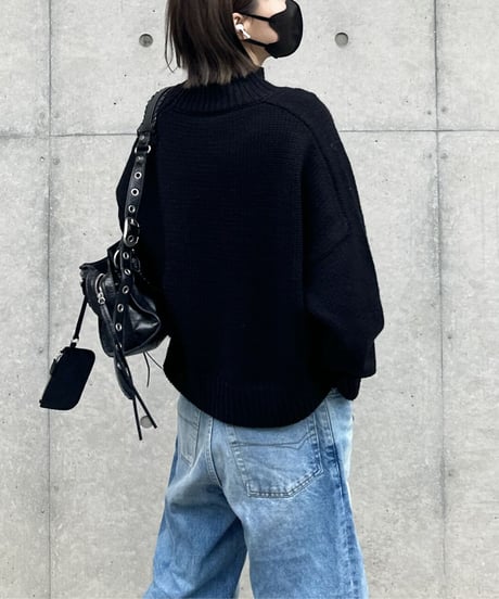 high neck knit(gray/black/offwhite)