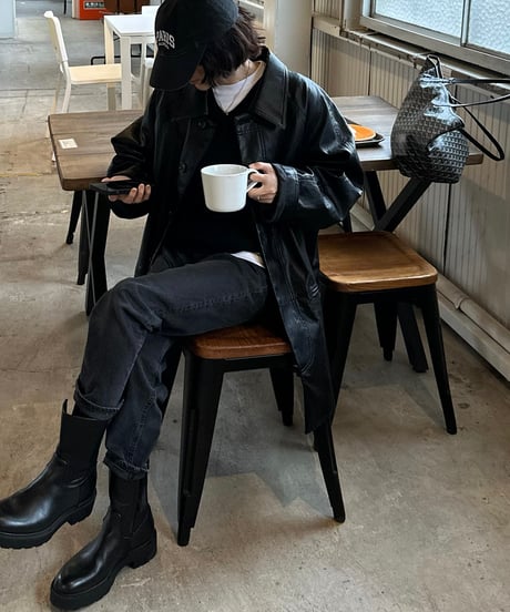 faux leather half coat