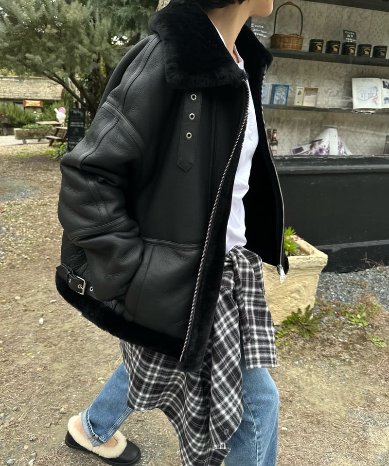 leather shearing jacket | ok.soon