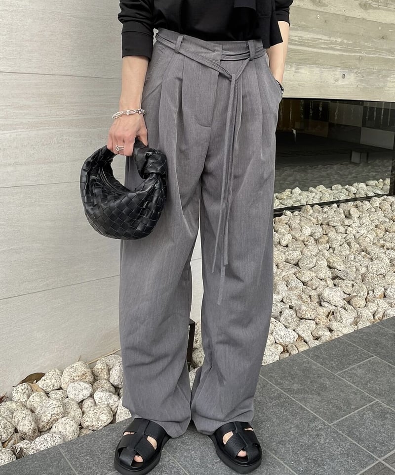 ok.soon オクスン ワイドスラックス　グレー 2ボタンワイドスラックスgray | ok.soon