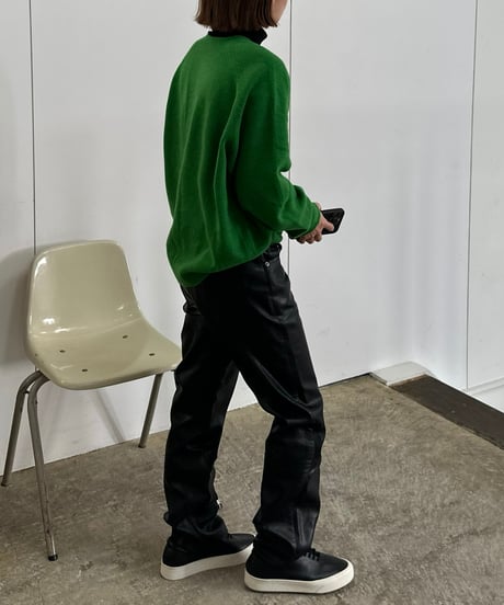 fake leather straight pants