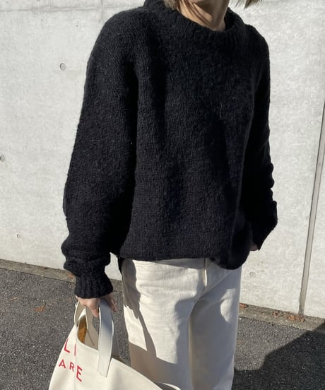 wool blend crew neck  knit(green/black)