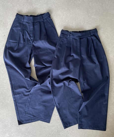 wide tuck pants (navy)