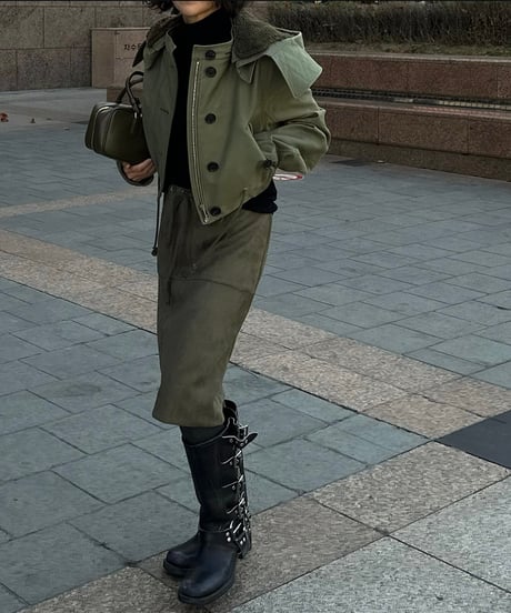 suede midi skirt khaki