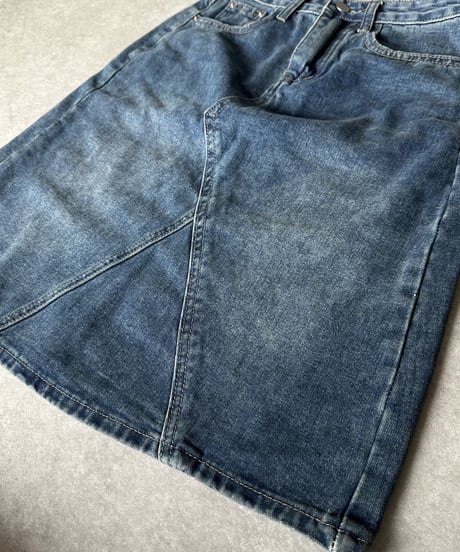 blue denim  skirt / cotton white t shirt