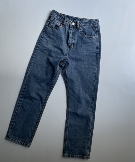 high waist tapered denim
