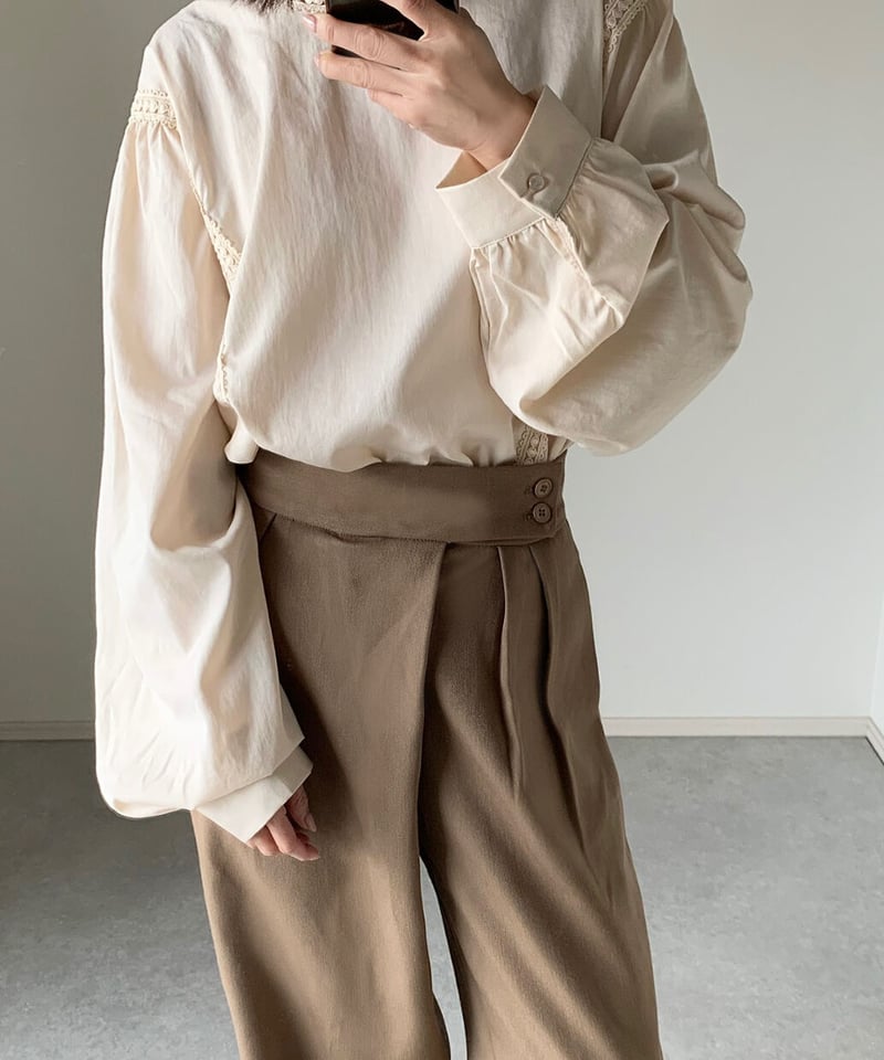 wool like wide tuck pants | ok.soon