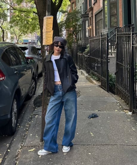 double-breasted short leather coat