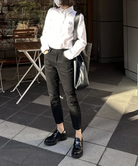 cotton slim pants (black)