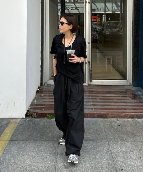 day half sleeve t&day nylon wide pants