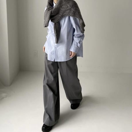 belted cotton pants gray