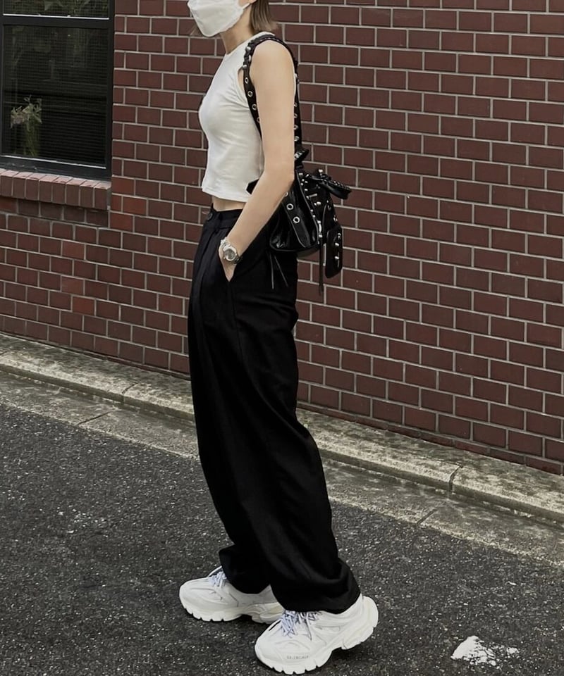 ok.soon ハイウエストテーパードスラックスkhaki
