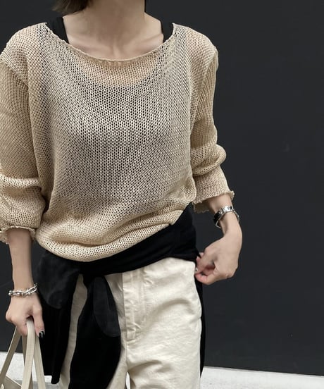 linen mesh knit(black,beige)