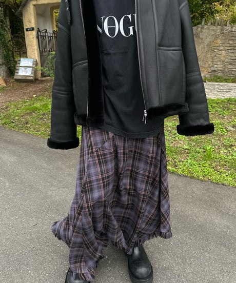 tartan check long skirt