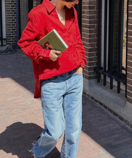 linen shirt red