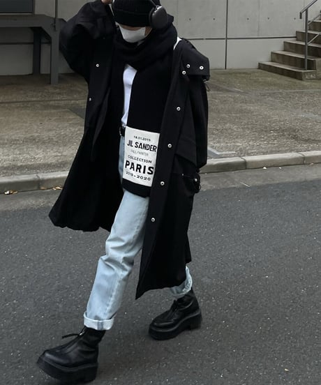 cotton hood coat (black)