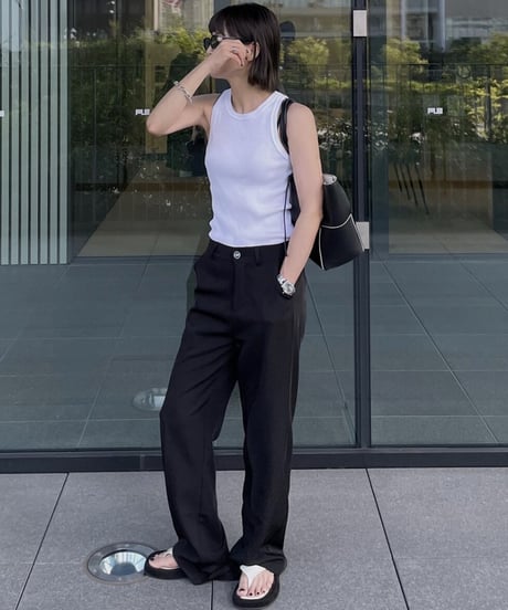 long length straight slacks (black)