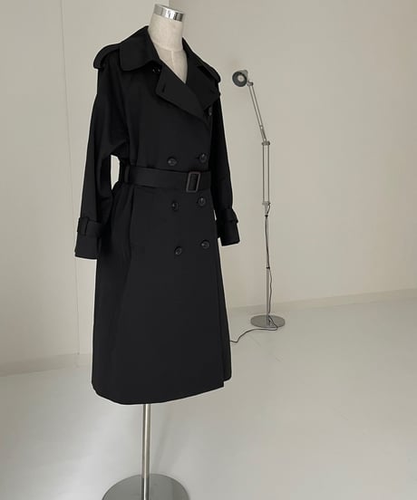 ［regular length］cotton trench coat (beige/black)