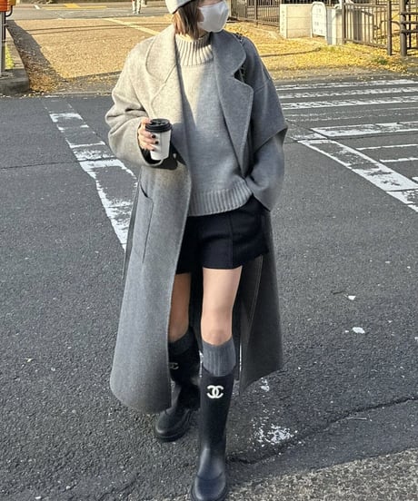 high neck knit(gray/black/offwhite)