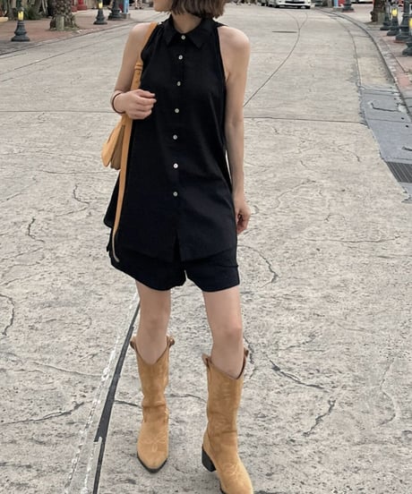 linen blend sleeveless shirt