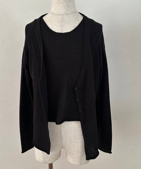 relax series linen blend cardigan & sleeveless knit