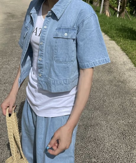 cropped denim set-up