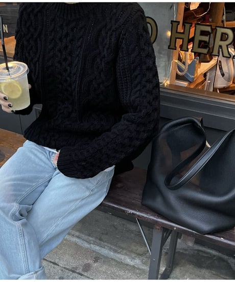cable knit black