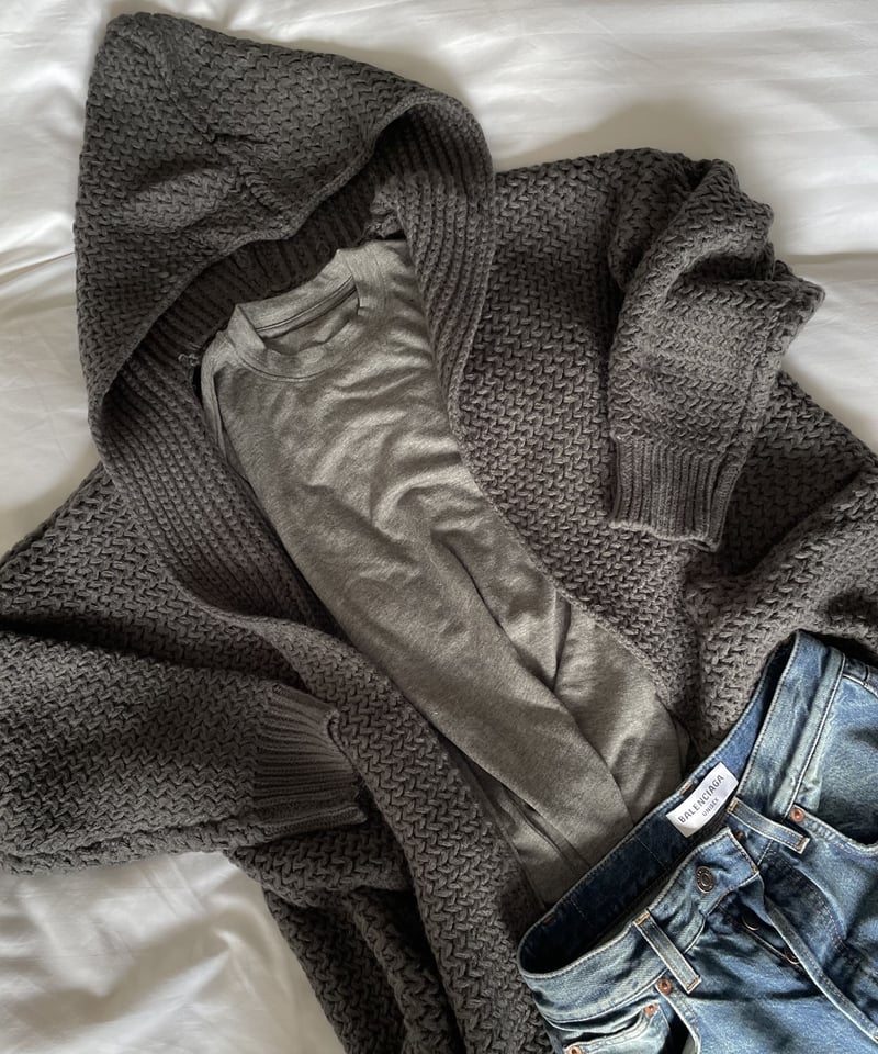 long knit cardigan gray | ok.soon