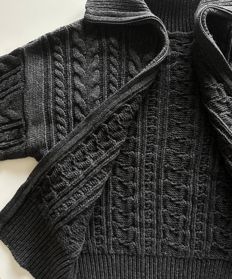 wool blend zip up cable knit | ok.soon