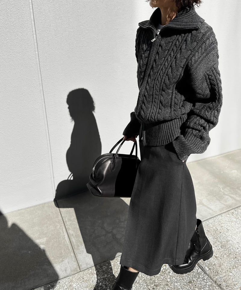 wool blend zip up cable knit | ok.soon