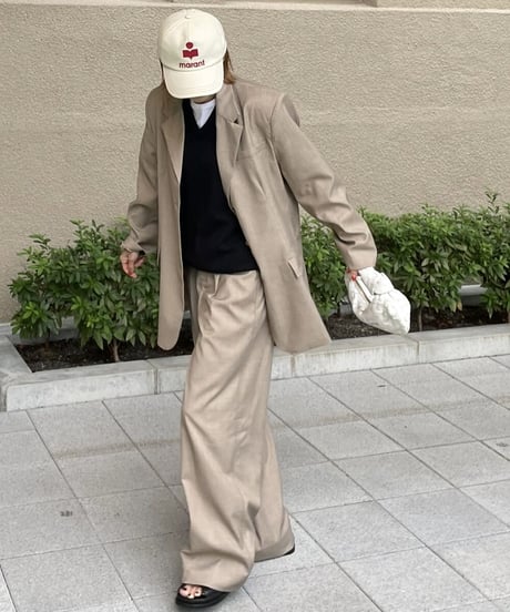 over size set up suit(gray/beige)