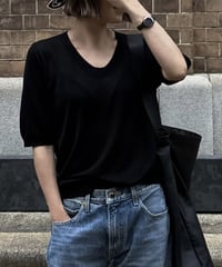 open neck half sleeve knit