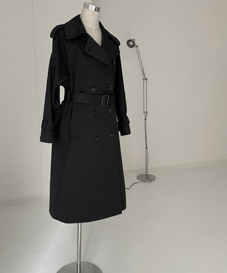 ［long length］cotton trench coat (beige/black)