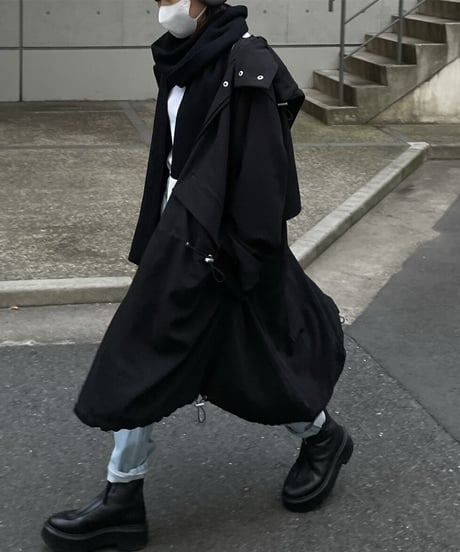 cotton hood coat (black)