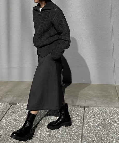 wool blend zip up cable knit
