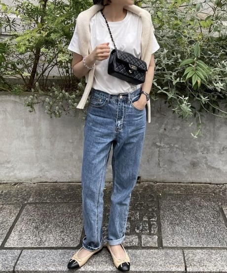 high waist tapered denim