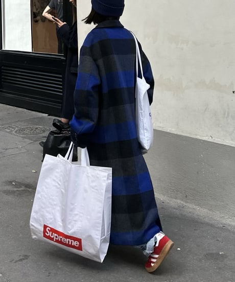 buffalo check wool coat