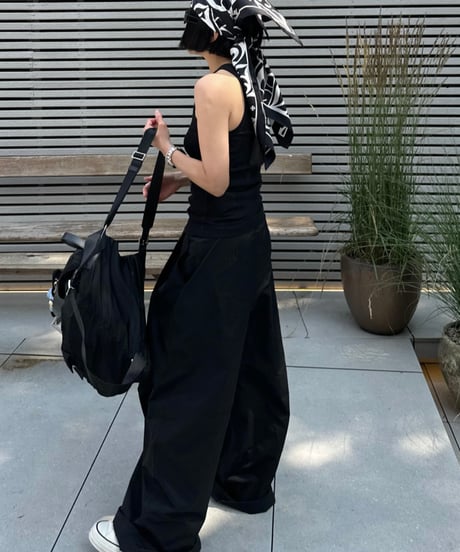 cotton nylon wide pants