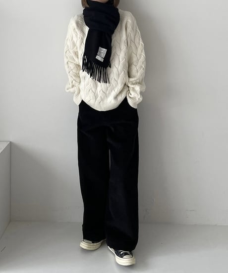donut cable  knit(black/white)