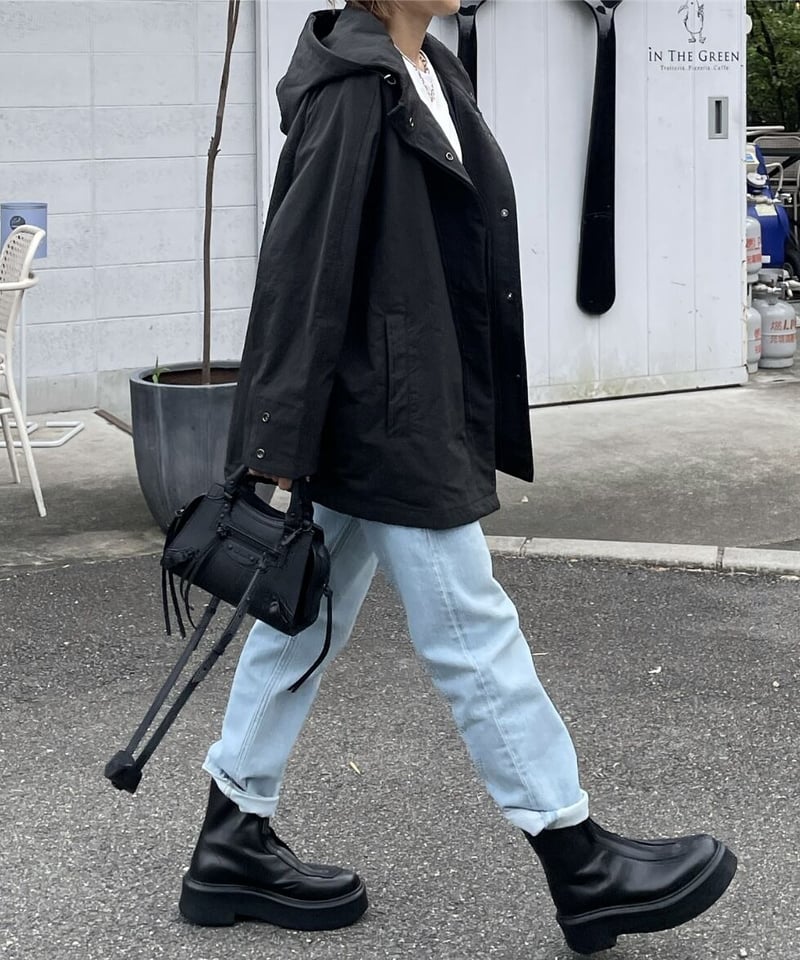 hooded blouson(black/camel) | ok.soon