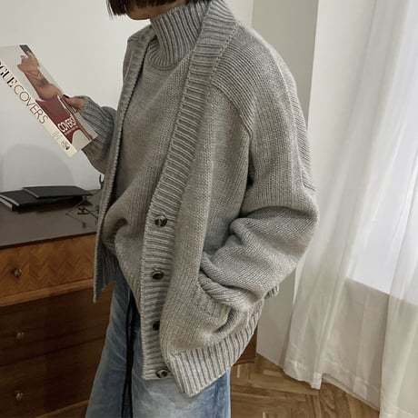 knit cardigan(gray/black)