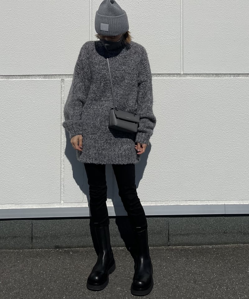 ハイネックミックスニットgray,blue | ok.soon