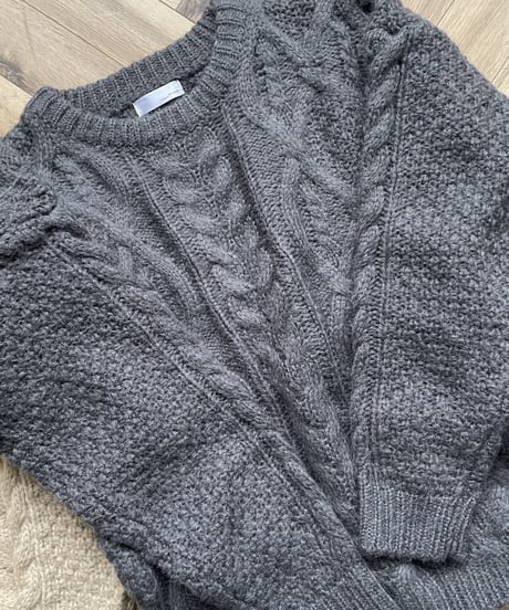 cable  knit(gray,ecru)