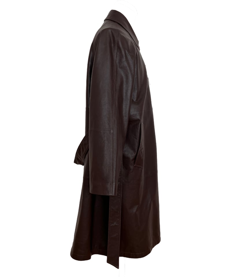 classic leather coat middle length | ok.soon