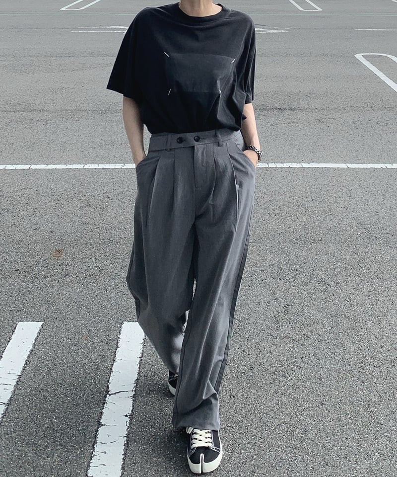 2ボタンワイドスラックスgray | ok.soon 2ボタンワイドスラックスgray | ok.soon
