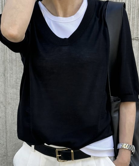 open neck half sleeve knit