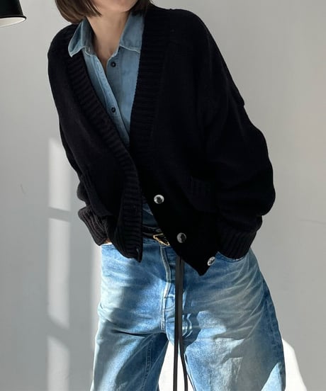knit cardigan(gray/black)