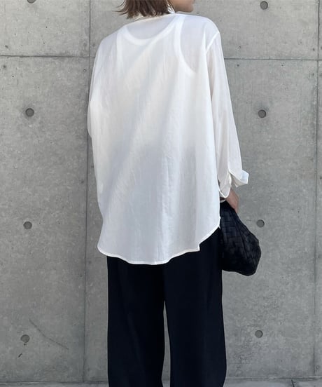 コットンWポケットシャツ(white,black)
